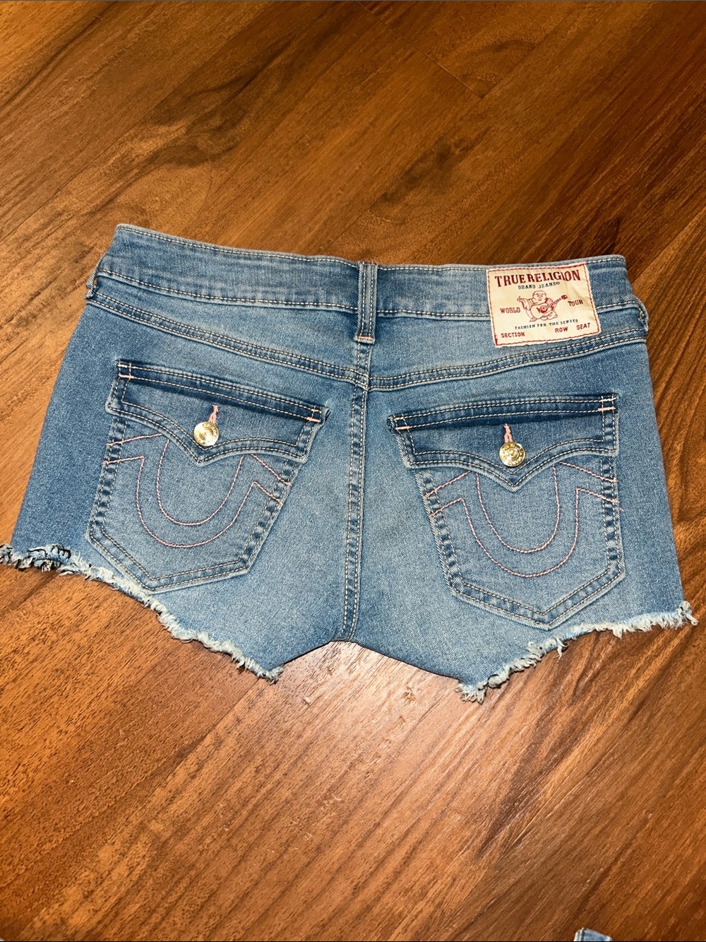 True Religion Joey Cut Off Low Rise Denim Jean Booty Shorts 26 Y2K Frayed Street